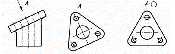 Пример дополнительных видов на чертеже